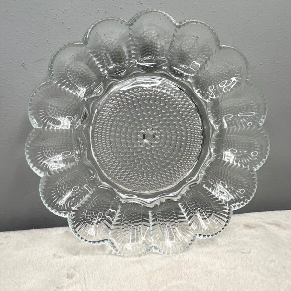 Vintage Indiana Glass Deviled Egg Plate Tray Platter Hobnail Clear Party - Picture 1 of 4